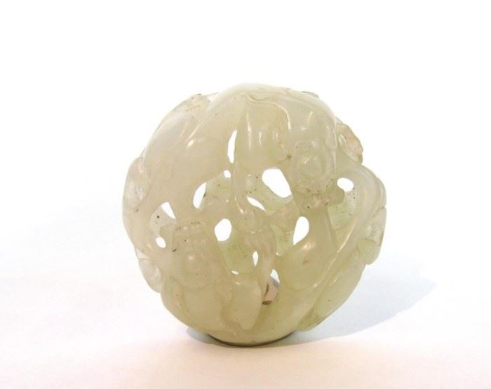 White Jade Carving of Intertwined Dragons