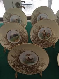Set of 8 French Game Plates hand painted