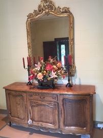 Leg French Provincial Cabinet, large Antique French Mirror(beautiful!)
