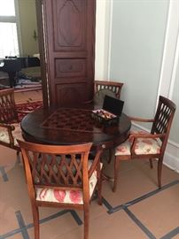 Game Table with checkerboard , Backgammon  4 Custom Chairs 
Lewis Mittman