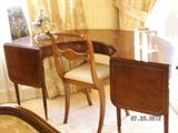 Antique drop leaf leather top horseshoe desk