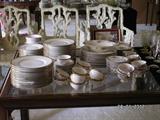 Dining room table, chairs, and china sets