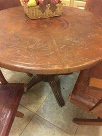 hand tool leather top table