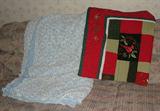 Chenille bedspread and Christmas coverlet.