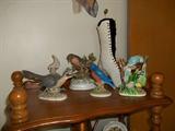 Lefton and Enesco bird figurines.