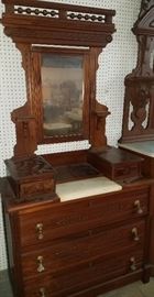 Much walnut furniture!! 3 drawer dresser w/ mirror-very ornate!!