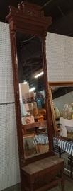 8' walnut Pier mirror w/ marble base