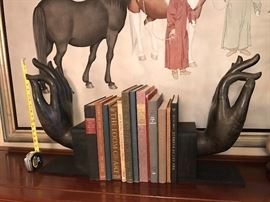Large pair of hand bookends