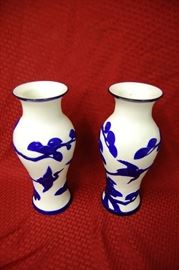 Unusual cameo glass vases, very nice