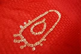 Unusual French art deco crystal necklace and bracelet set