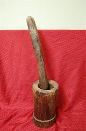 Unusual early African mortar & pestel