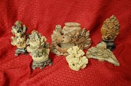 Carved soapstone statues