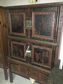 Antique Asian Wedding Chest, Cinnabar, Very Nice