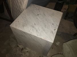 Mid Century Modern White Marble Cube Table