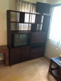 Vintage mid century entertainment center with bar