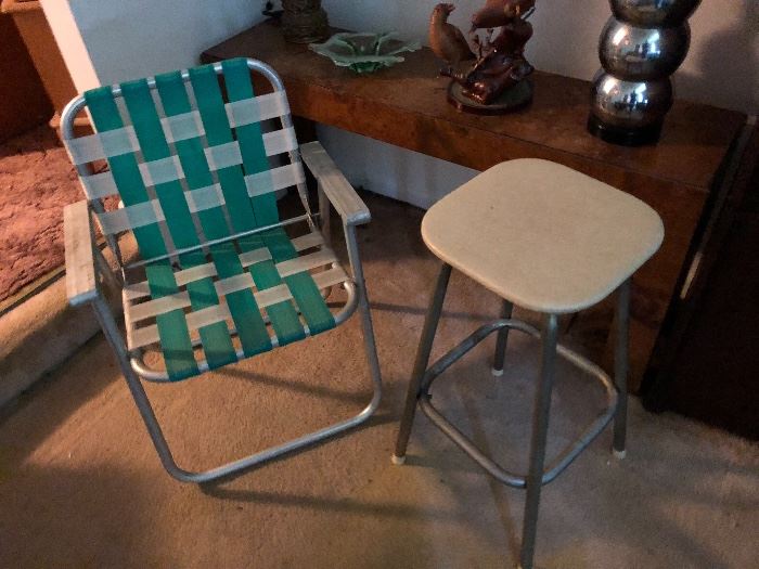 VINTAGE CHAIRS AND STOOL