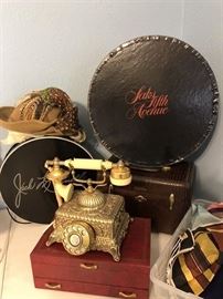 Saks Fifth Avenue Hat and Hat Box, FUN dial French Prov. Telephone !