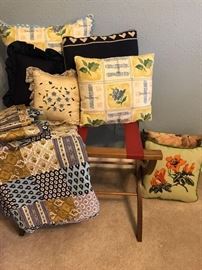 Throw Pillows, Quilt, Luggage Stand