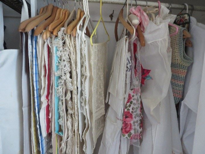 Antique aprons , table clothes, linens