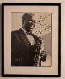 autographed photo of jazz legend Louis Armstrong