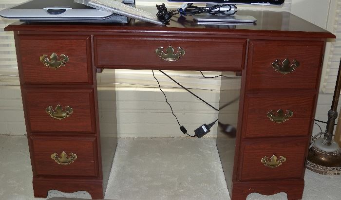 Computer desk; right-side panel opens as single door for storage