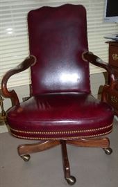 Hancock & Moore Fine Leather Furniture sold by DeBasio: glazed blackberry leather desk chair on rollers