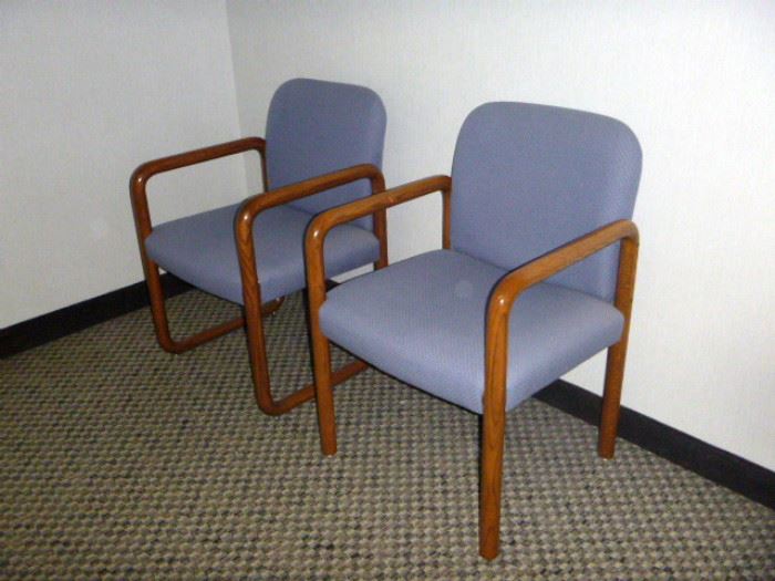 Rm 2 - Fabric and Oak Wood Side Chairs