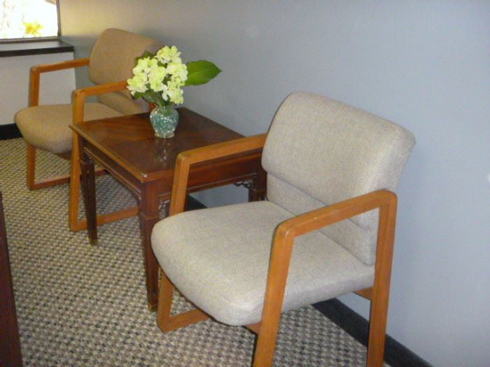 Rm 3 - Fabric and Oak Wood Side Chairs, Occasional Chair