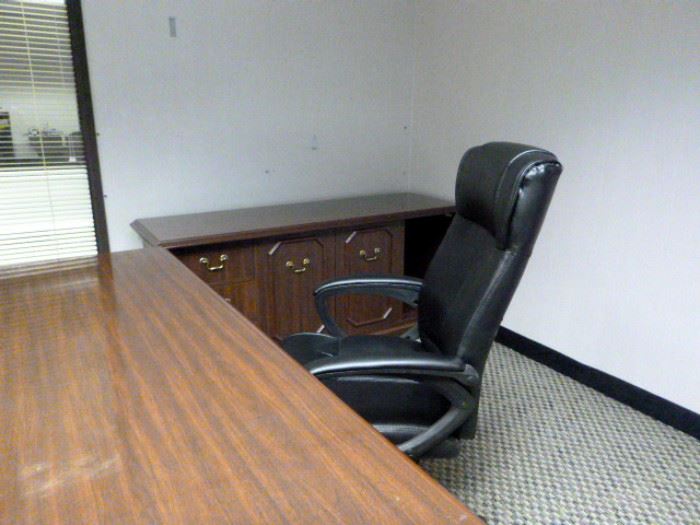 Rm 4 - Black Leather Executive Desk Chair and Credenza