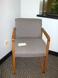 Rm 5 - Gray Fabric and Oak Wood Side Chair