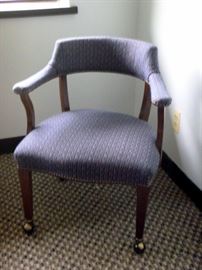 Rm 7 - Blue Fabric and Wood Rolling Side Chair