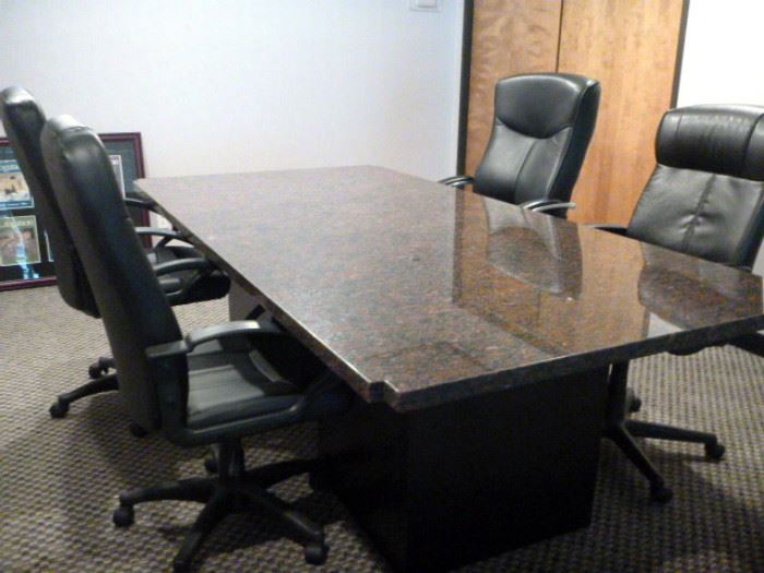 Conference Room - Granite Table and Black Leather Executive Chairs