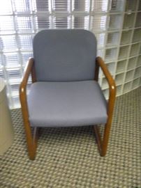 Conference Room - Blue Fabric and Wood Side Chair