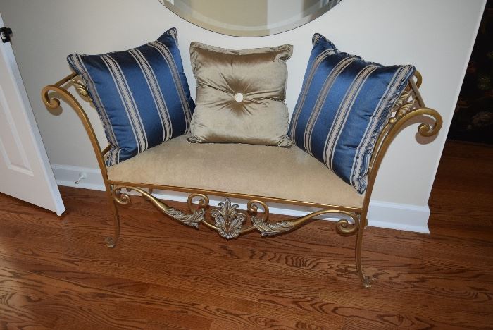 Vintage Bench with Decorative Pillows