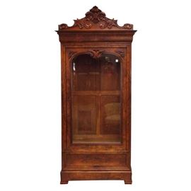 19th Century Louis Philippe Figured Walnut Display Cabinet