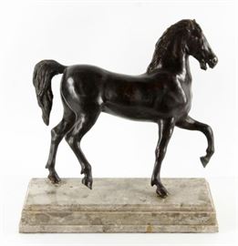 Large Museum Quality 19th Century Antique Bronze Sculpture of a Trotting Horse