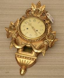 Antique Gold Gilded Gesso Wood Wall Clock