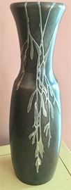 American Arts and Crafts Bronze Vase with Sterling Overlay