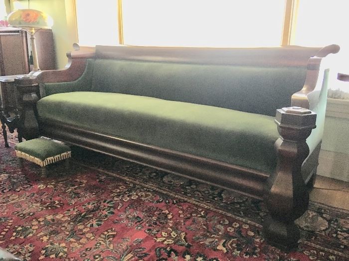 American Empire Sofa with Baluster Posts and Scroll Back Rail