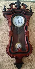 Antique 31-Day Spring Driven Carved Case Regulator Wall Clock