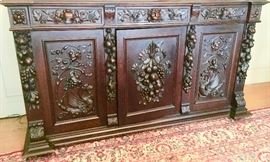 Ornately Carved 6' Buffet Cabinet/Entry Console