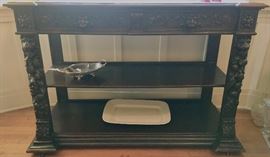 Skillfully Hand-carved Server with Shelves