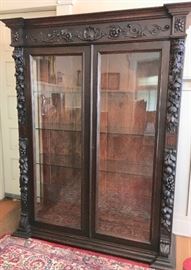 Elegant Locking Collector's Cabinet, Beveled Glass Doors, Side Panels and Shelves