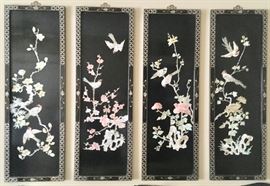 Pastel Love Bird Mother-of-Pearl Lacquer Panels 