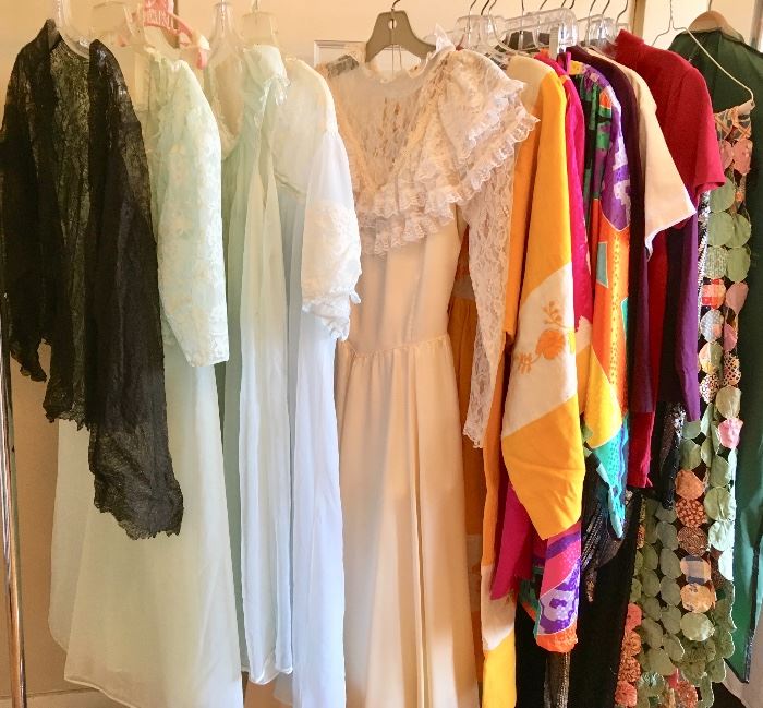 Vintage Garments, Victorian Inspired Costume; Hand Embroidered Dress; Beaded Silk Gown: Yo-Yo (Suffolk Puffs) Quilt