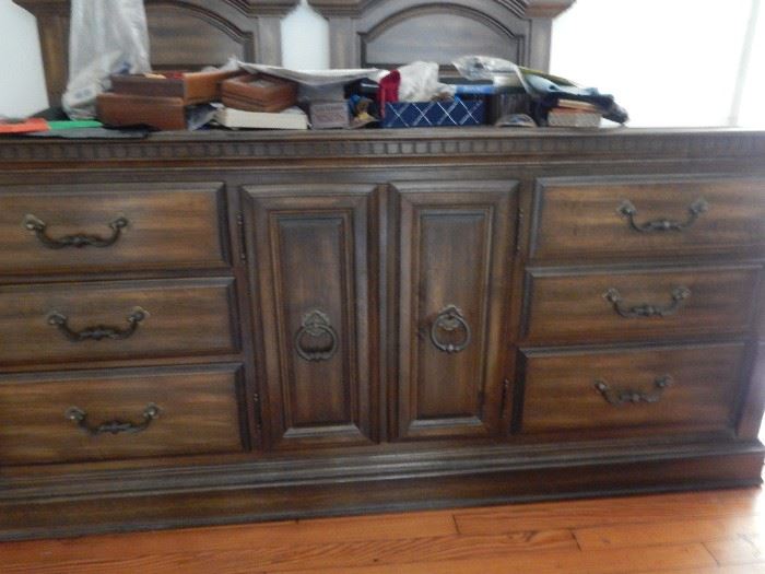 6 drawer dresser with centered door cabinet.