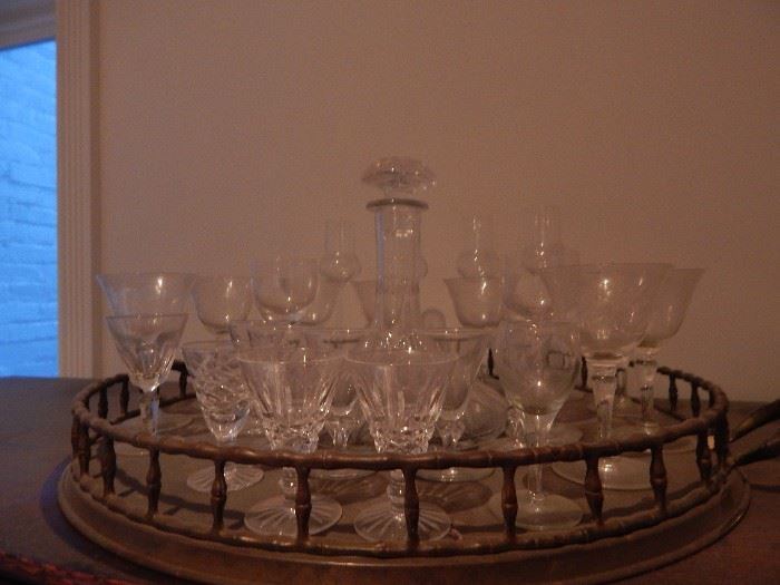 Many glass and crystal  cordials.