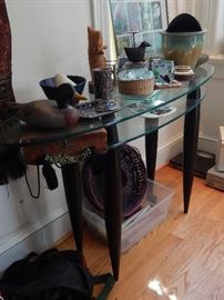 Glass and wood accent table...contemporary.