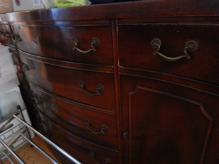 Bowed front china sideboard. Great features and hardware too!!