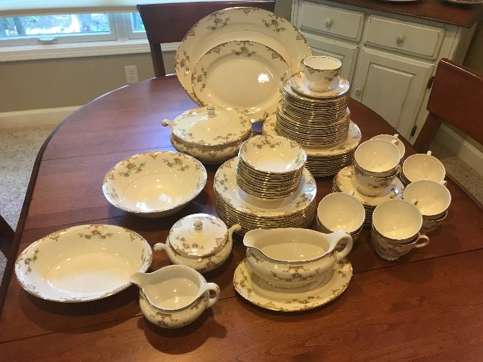 Homer Laughlin service for 12 plus serving pieces. 